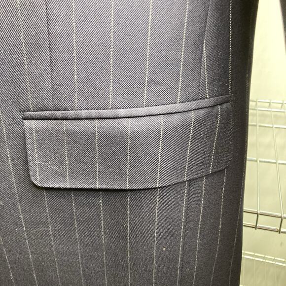 Holland & Sherry Navy Blue Pinstripe Blazer Est. Size 40 Preppy Old Money Career - Picture 9 of 12